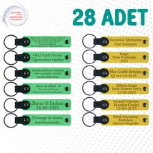 Fıstık Yeşili & Sarı, Söz Töreni Davetlilerine Anlamlı Anı, 28’li Set, Mesajlı Hatıra Anahtarlık