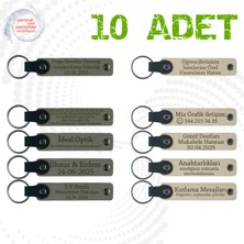 Kül Gri & Sütlü Kahve, 10’lu Set, Tarih ve Isimli Anahtarlık, Nişan Töreni Davetlilerine Anlamlı Anı