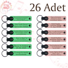 F Yeşili & Y Ağzı, Yılbaşı Kutlamalarına Küçük Hediye, 26’lı Set, Isim Yazılabilen Deri Anahtarlık