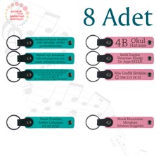 Koyu Turkuaz & Pembe, 8’li Set, Kişiye Özgü Mesajlı Deri Hediyelik, Fen Öğretmeninden Sınıfına Anı