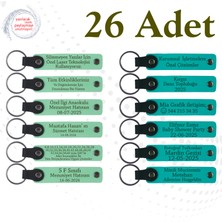 Yeşil & Koyu Turkuaz, Ingilizce Öğretmeninden Karne Anısı 26’lı Set, Isim Yazılabilen Anahtarlık