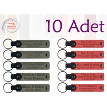 K Gri & Nar Çiçeği, 10’lu Set, Kişisel Tarihli Deri Anahtarlık, Kimya Öğretmeninden Sınıfına Hatıra