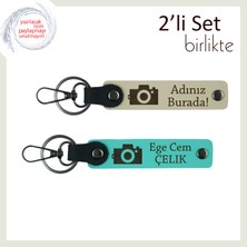 Her Pozda Sizi Anımsatsın, Kamera Temalı, Kişiye Özel Anahtarlık Takımı, Sütlü Kahve-Turkuaz