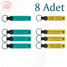 Koyu Turkuaz & Sarı, 8'li Set, Isim Yazılan Hediyelik Anahtarlık, Fotoğraf Sergisinde Hatıra