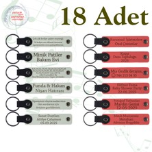 Beyaz & N Çiçeği, Nişan Töreni Davetlilerine Anlamlı Anı, 18’li Set, Kişisel Mesajlı Anahtarlık