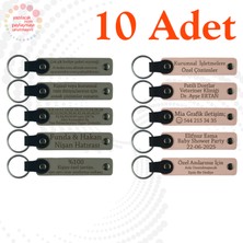 Kül Gri & Pudra, 10’lu Set, Tarih ve Isimli Deri Anahtarlık, Düğün Davetlilerine Anlamlı Hediye