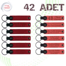 Kırmızı & N Çiçeği, 42’li Set, Kişisel Yazılı Hatıra Anahtarlık, Yılbaşı Etkinliklerine Küçük Hatıra