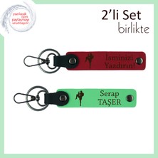 Kız Sporcuya Doğum Günü Için Cesaret Temalı Hediye, Deri Anahtarlık Takımı, Kırmızı-Fıstık Yeşil