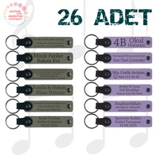 Kül Gri & Mor Menekşe, 26’lı Set, Isim Yazılabilen Deri Anahtarlık, Resim Atölyesi Mezunlarına Anı