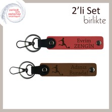 Futbol Figürlü Doğum Gününe Uygun Hediye, Erkek Çocuğa Kişisel Deri Set, Nar Çiçeği-Açık Kahve