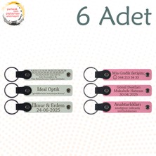 Beyaz & Pembe, Aile Tatillerine Küçük Hatıra, 6’lı Set, Isim Yazılabilen Deri Anahtarlık