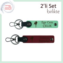 Kız Kardeşe Savunma Sanatları Temalı Hediye, Isim Yazılabilir 2’li Anahtarlık Takım, A Yeşil-Bordo