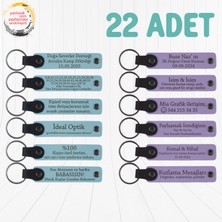 Gök Mavi & Mor Menekşe, 22'li Set, Kişiye Özel Yazılı Anahtarlık, Firma Çalışanlarına Uygun Hediye