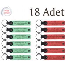 Yeşil & Nar Çiçeği, Düğün Törenine Değer Katan Armağan, 18’li Set, Kişisel Mesajlı Deri Anahtarlık