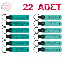 Koyu Turkuaz & Turkuaz, 22’li Set, Tarih ve Isimli Deri Hatıra, Nişan Törenine Değer Katan Hediye