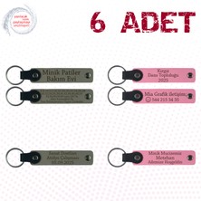 Kül Gri & Pembe, 6’lı Set, Isim Yazılabilen Deri Anahtarlık, Aile Buluşmalarına Küçük Hatıra