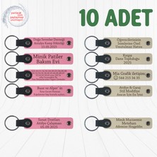 Pembe & S Kahve, 10’lu Set, Tarih ve Isimli Deri Anahtarlık, Doğum Günü Partilerine Küçük Sürpriz