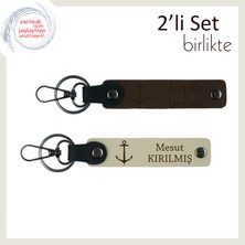 Tekne Tatili Hatırasını Simgeleyen Hediyelik, Gemici Çıpası Temalı Deri Set, Koyu Kahve-Sütlü Kahve