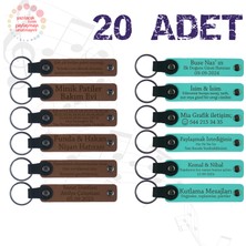 A Kahve & Turkuaz, Dans Kursu Mezunlarına Hatıra, 20’li Set, Kişiye Özel Yazılı Deri Anahtarlık