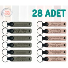 Kül Gri & Pudra, 28’li Set, Mesajlı Deri Hatıra Anahtarlık, Aile Gecelerine Özel Küçük Armağan