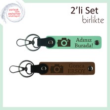 Fotoğraf Figürlü Minimalist Hediyelik, Sevgiliye Kalıcı Yazı Eklenebilir Set, Açık Yeşil-Açık Kahve