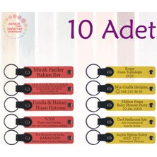 Nar Çiçeği & Sarı, 10’lu Set, Tarih ve Isimli Deri Anahtarlık, Robotik Kodlama Kursuna Anı