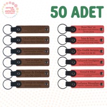 A Kahve & Nar Çiçeği, Kozmetik Mağazası Müşterilerine Hediye, 50’li Set, Isim Yazılabilen Anahtarlık