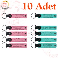 Pembe & Turkuaz, 10’lu Set, Tarih ve Isimli Deri Anahtarlık, Yaratıcı Çizim Atölyesine Hediye