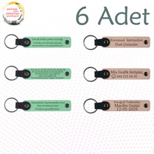 Yeşil & Pudra, Küçük Aile Kutlamalarına Özel Anı, 6’lı Set, Isim Yazılabilen Deri Anahtarlık