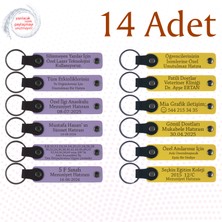 Mor Menekşe & Sarı, 14’lü Set, Kişiselleştirilebilir Anahtarlık, Doğum Günü Partilerine Özel Hediye
