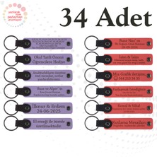 M Menekşe & Nar Çiçeği, 34’lü Set, Mesajlı Deri Anahtarlık, Ingilizce Öğretmeninden Sınıfına Hediye