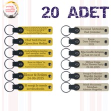 Sarı & Sütlü Kahve, 20’li Set, Kişiye Özel Yazılı Anahtarlık, Ebru Sanatı Atölyesi Mezunlarına Anı