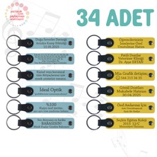 Gök Mavi & Sarı, 34’lü Set, Kişisel Mesajlı Deri Anahtarlık, Aile Bayramlaşmasına Küçük Armağan