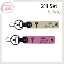 Erkek Sevgiliye Güç Simgesi Hediye, Boks Motifli Isim Yazılabilir Deri Takım, Sütlü Kahve-Pembe