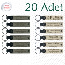 Kül Gri & Sütlü Kahve, 20’li Set, Isme Özel Yazılı Anahtarlık, Kaligrafi Atölyesi Mezunlarına Hatıra