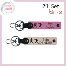 Koruyucu Karaktere Sahip Sevgiliye, Kişisel Yazılı 2’li Anahtarlık, Sert ve Şık Armağan, Pembe-Pudra