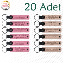Pembe & Pudra, 20’li Set, Kişiye Özel Yazılı Deri Anahtarlık, Düğün Misafirlerine Değer Katan Anı
