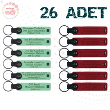 Yeşil & Kırmızı, Türkçe Öğretmeninden Karne Anısı, 26’lı Set, Isim Yazılabilen Deri Anahtarlık