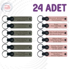 Kül Gri & Yavru Ağzı, 24’lü Set, Özel Yazılı Anahtarlık, Kına Gecesi Misafirlerine Anlamlı Anı