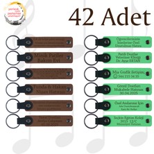 A Kahve & Fıstık Yeşili, Öğrencilere Okul Hatırası, 42'li Set, Isim Yazılabilir Hediyelik Anahtarlık