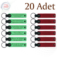 F Yeşili & Kırmızı, Bebek Mevlüdüne Değer Katan Armağan, 20’li Set, Kişiye Özel Yazılı Anahtarlık