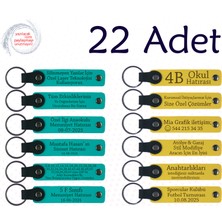 Koyu Turkuaz & Sarı, Tarih ve Isimli Deri Hatıra, Nişan Merasimlerine Değer Katan Hediye 22’li Set
