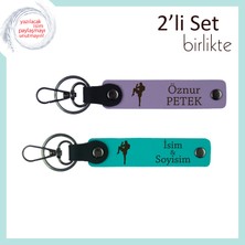 Erkek Sevgiliye Anlam Yüklü Doğum Günü Armağanı, Boks Motifli Deri Anahtarlık, Mor Menekşe-K Turkuaz