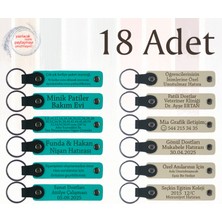 K Turkuaz & S Kahve, 18’li Set, Kişisel Mesajlı Deri Anahtarlık, Akraba Ziyaretlerine Küçük Armağan