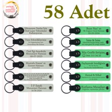 Beyaz & Fıstık Yeşili, Lise Mezuniyetine Özel Sürpriz, 58’li Set, Isimli Deri Anahtarlık