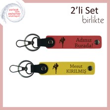 Kickboks Figürlü Şık Hediye Erkek Kardeşe Kalıcı Hatıra, Isim Yazılabilir Anahtarlık, Nar Çiçek-Sarı