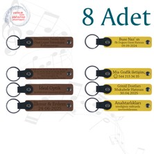 A Kahve & Sarı, Müzik Öğretmeninden Sınıfına Anı, 8’li Set, Kişiye Özgü Mesajlı Deri Hediyelik