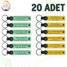 Yeşil & Sarı, Resim Kursu Mezunlarına Hatıra, 20’li Set, Kişiye Özel Yazılı Deri Anahtarlık