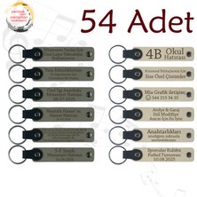 Kül Gri & Sütlü Kahve, Isim ve Mesajlı Deri Anahtarlık, Fen Bilimleri Öğretmeninden Hatıra 54’lü Set