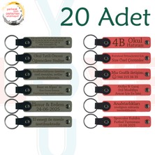 K Gri & Nar Çiçeği, 20’li Set, Kişiye Özel Yazılı Anahtarlık, Kaligrafi Atölyesi Mezunlarına Hatıra